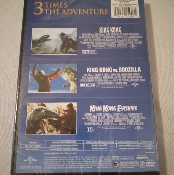 🆕 King Kong DVD Triple Feature - King Kong 3 Movie Collection - NEW SEALED - Picture 4 of 4